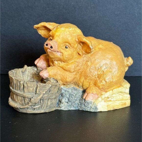 Adorable Pig Figurine Set Of 3 Farmhouse Style Resin Decor Featuring Playful & R - Picture 7 of 14